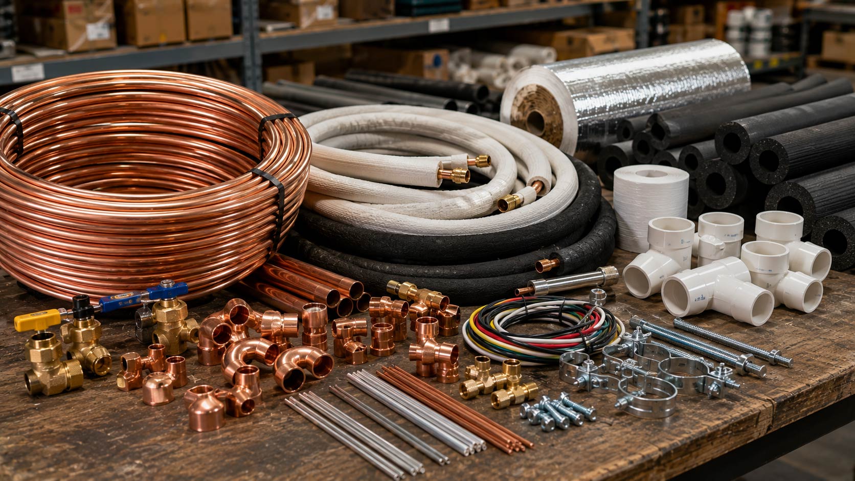 HVAC copper tubing line sets fittings insulation and installation supplies