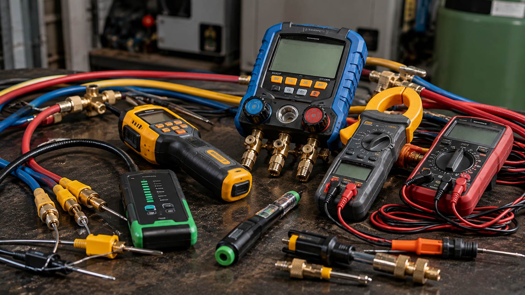 HVAC diagnostic gauges meters leak detection and service tools