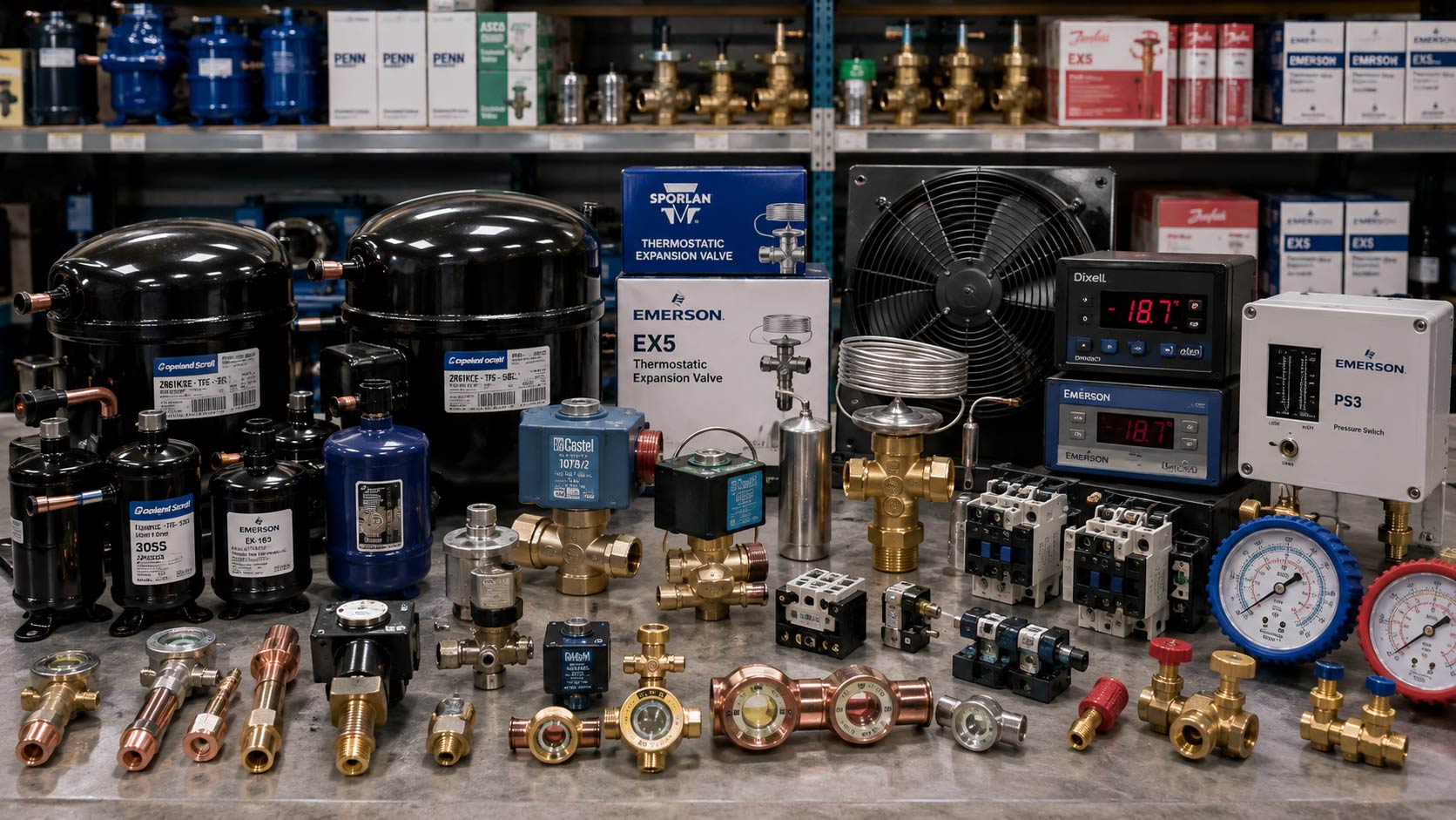 Commercial refrigeration parts and service supplies